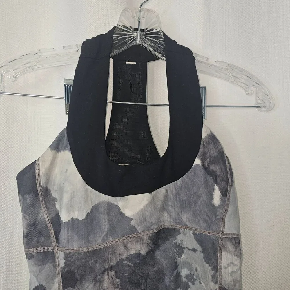Lululemon Tank Top Womens Size 6 Black Grey Tie Dye Racerback Athletics Yoga